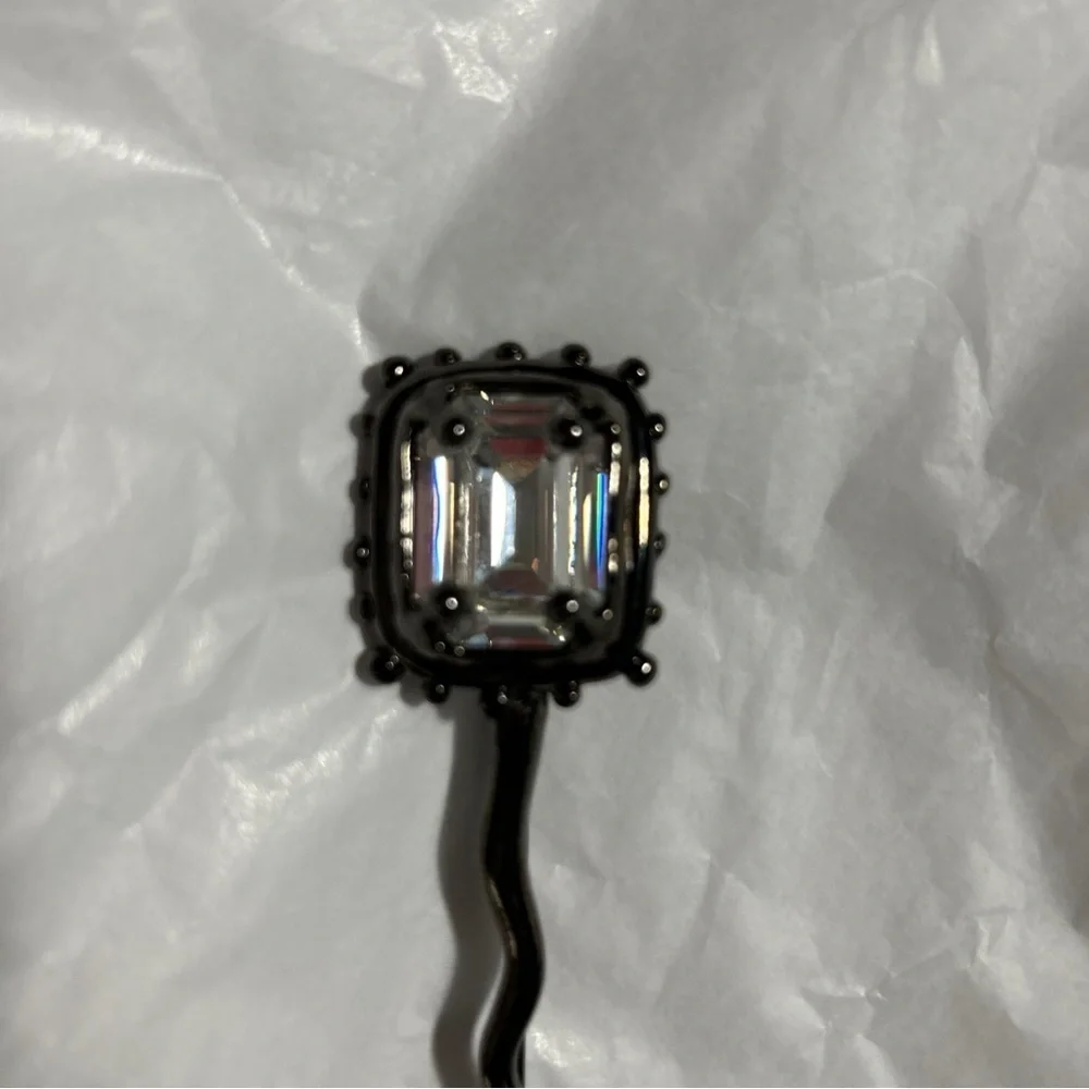 Vintage Karl Lagerfeld Curved Diamond Brooch 3.75”
